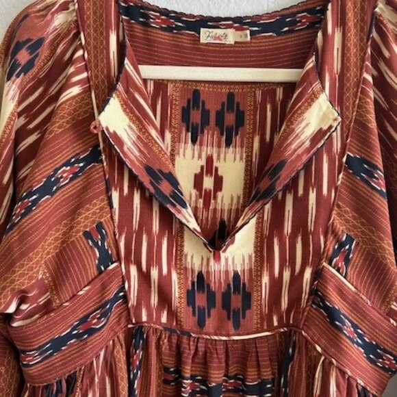 Faherty brand Ikat pattern long peasant dress - Picture 3 of 9